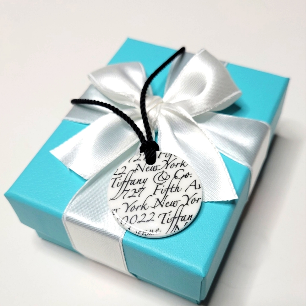 Tiffany & Co. Rare White Note Notes Round Circle Ireland Bone China 18" Necklace